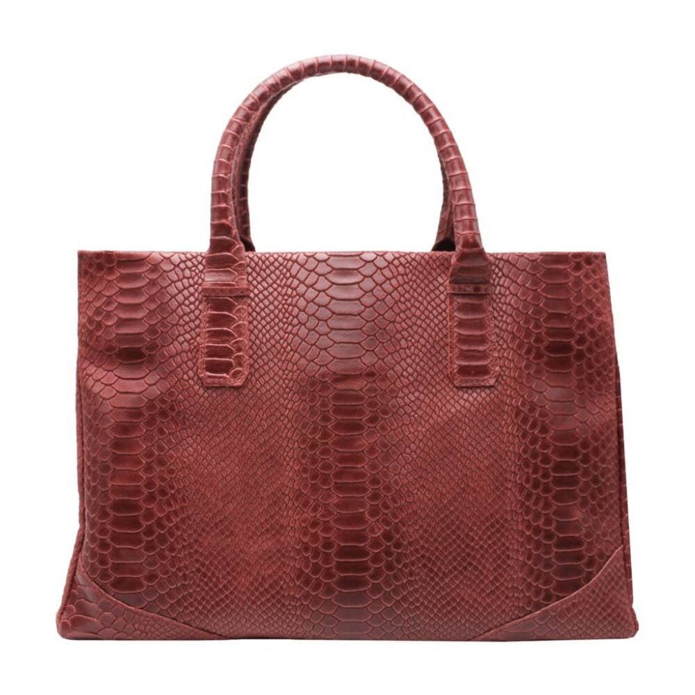 Leather Python Print Tote/Shoulder Handbag